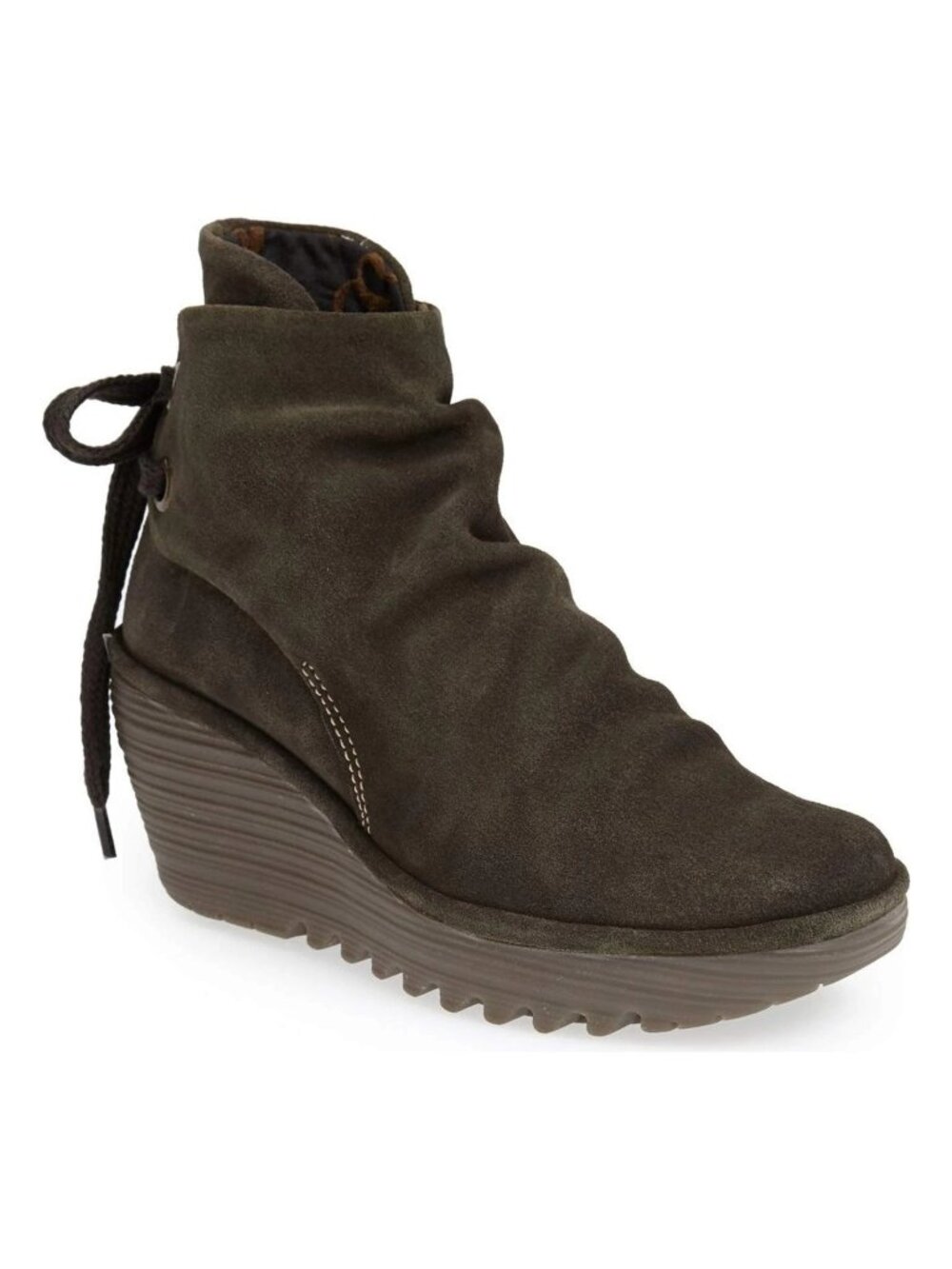 $260 FLY LONDON YAMA ANKLE BOOT WEDGE SLOUCHY LEATHER COMFORT SLUDGE 38 (F3)